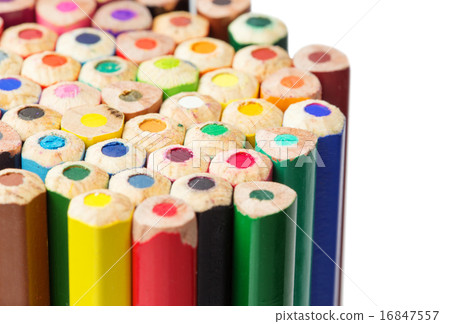 Color pencils close-up photo, isolated on white 16847557