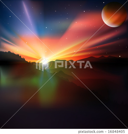 abstract background with sunrise and mountains abstract background with sunrise and mountains 16848405