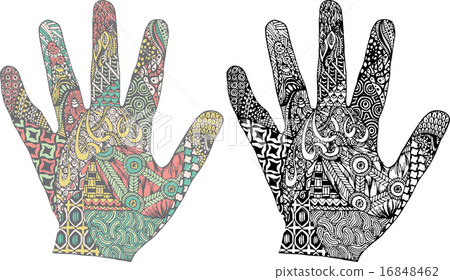 Abstract Hand Art Patterns The hand in the abstract pattern on a white backgr - Stock Illustration ...