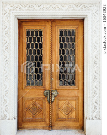 Livadia palace exterior. Vintage wooden door. Livadia palace exterior. Vintage wooden door. 16848928