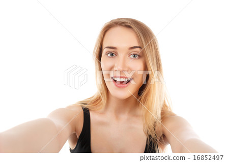 young pretty blonde women taking selfie young pretty blonde women taking selfie 16852497