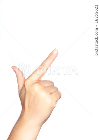 adult hand showing numbers on white background 16855023