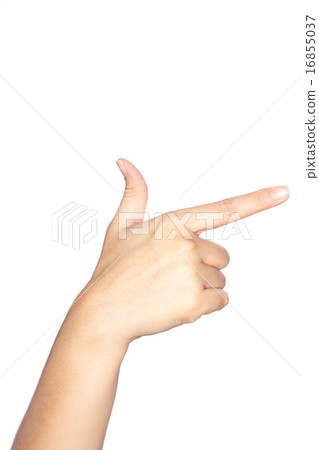 adult hand showing numbers on white background 16855037