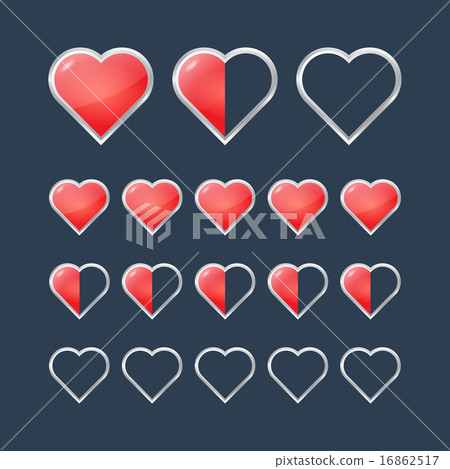 Red hearts with filling rating status icons 16862517