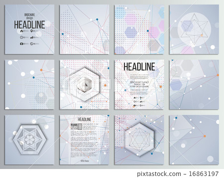 Set of 12 creative cards, square brochure template design. Abstract backgrounds, conceptual 16863197