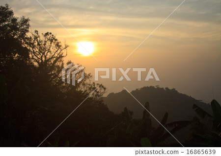 Sunset on mountain background Sunset on mountain background 16865639