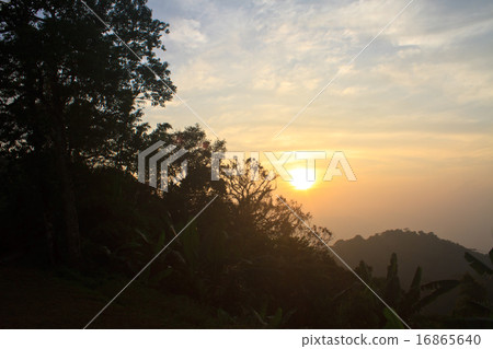Sunset on mountain background Sunset on mountain background 16865640
