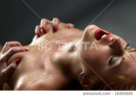 Concept of passion. Sensual woman has orgasm 16868880