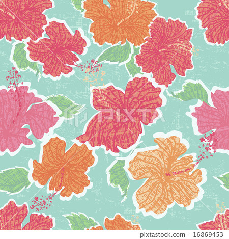Hibiscus flowers seamless pattern - Stock Illustration [16869453] - PIXTA