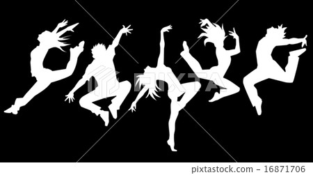 Dancers 5 rows side by side (people withdrawn background black) Dancers 5 rows side by side (people withdrawn background black) 16871706