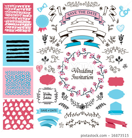 vector set of vintage hand drawn wedding design... - Stock Illustration ...