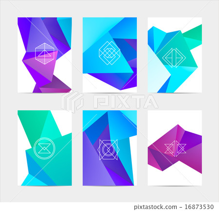 abstract colorful user interface template set collection labels in geometric triangular pattern 16873530
