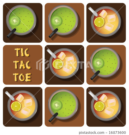 Tic-Tac-Toe of iced tea and kiwi juice 16873600