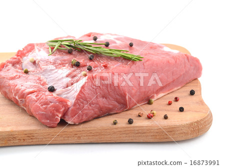 raw veal with rosemary isolated raw veal with rosemary isolated 16873991