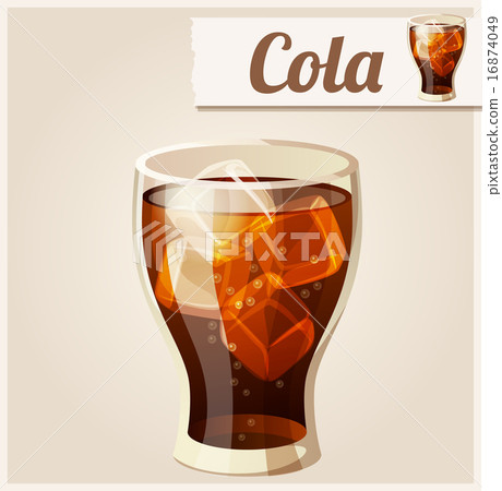 Glass of cola with ice. Detailed Vector Icon. Glass of cola with ice. Detailed Vector Icon. 16874049