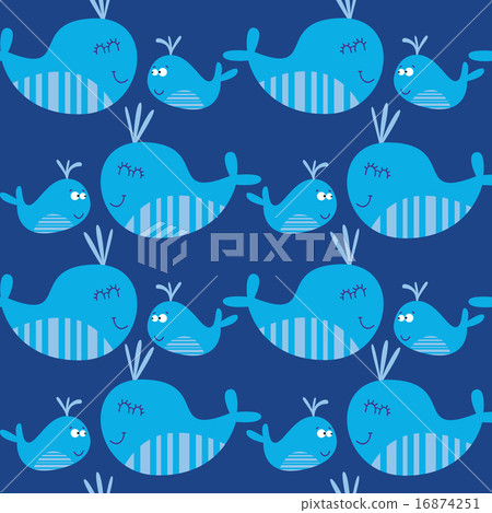Cute seamless pattern with whales - Stock Illustration [16874251] - PIXTA