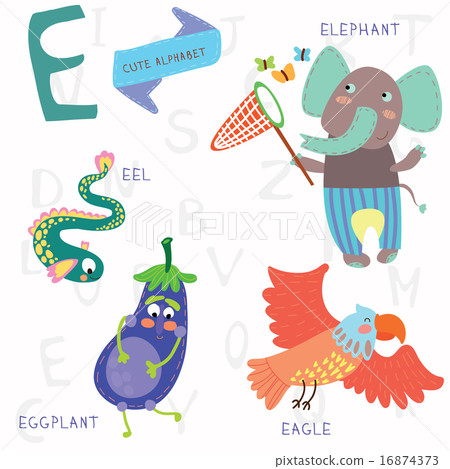 Very cute alphabet.E letter. Very cute alphabet.E letter. 16874373