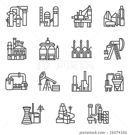 Industrial objects line vector icons set Industrial objects line vector icons set 16874388