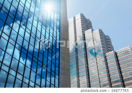 Closeup building glass of skyscrapers with cloud, Business conc 16877765