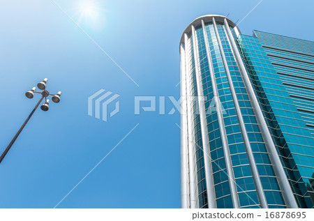 Modern business building glass area at downtown with sun 16878695