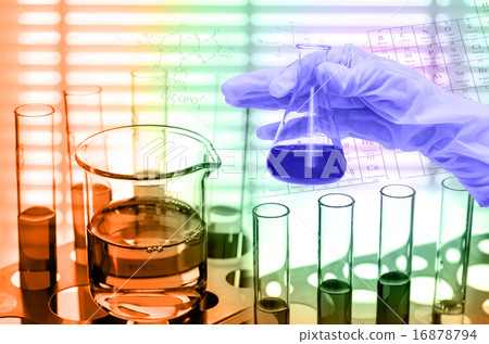 Chemical Laboratory,Hand holding the tube with test flask Chemical Laboratory,Hand holding the tube with test flask 16878794
