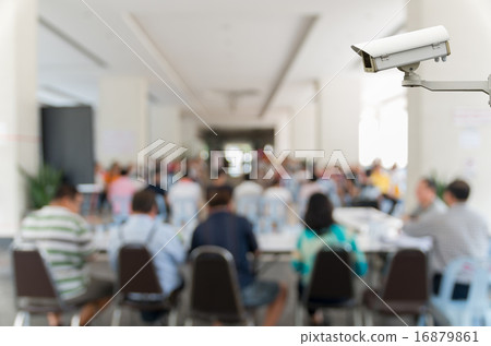 CCTV security camera on monitor the Meeting Blurred background a CCTV security camera on monitor the Meeting Blurred background a 16879861