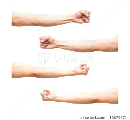 sum 4 pic of Arm in fist action on white background 16879871