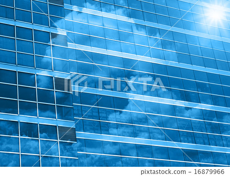 Closeup building glass of skyscrapers with cloud, Business conc 16879966
