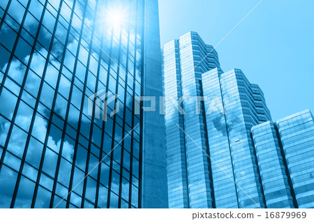 Closeup building glass of skyscrapers with cloud, Business conc 16879969