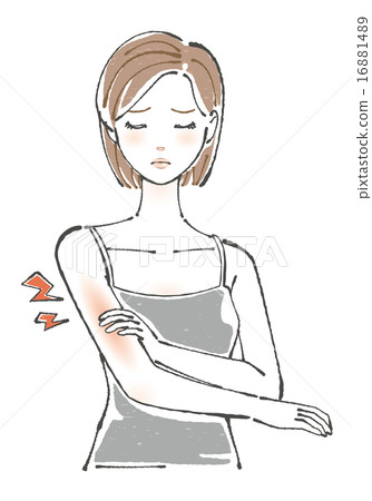 佩帶剃刀的婦女的例證擊敗了胳膊 佩帶剃刀的婦女的例證擊敗了胳膊 16881489