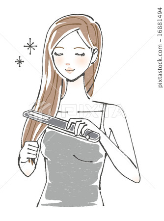 頭髮電烙的婦女的例證 16881494
