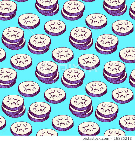 Sketch sliced eggplant in vintage style 16885218