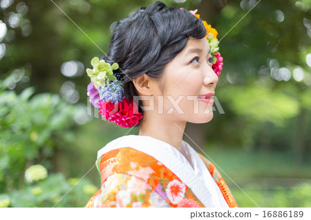 wedding, bride, colorful wedding kimono 16886189