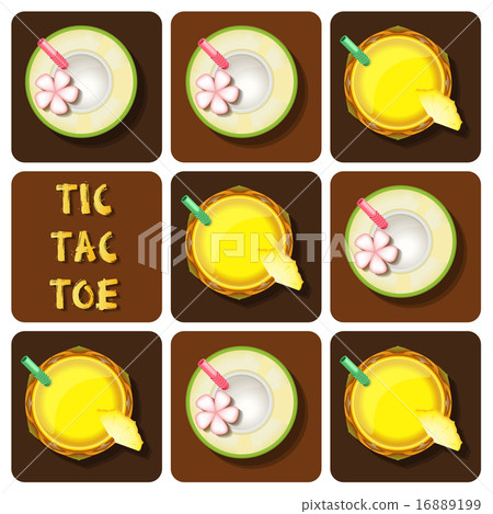 Tic-Tac-Toe of pineapple juice and coconut water 16889199