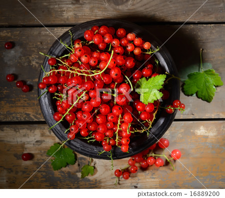 Red currant in ceramic bowl on wooden background Red currant in ceramic bowl on wooden background 16889200