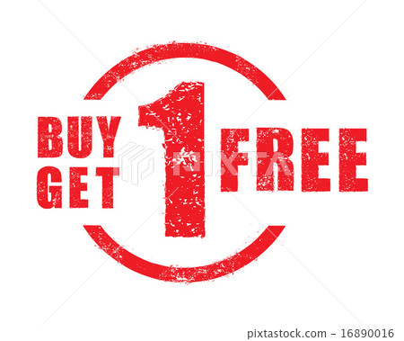 Buy 1 get 1 free rubber stamp, vector Buy 1 get 1 free rubber stamp, vector 16890016