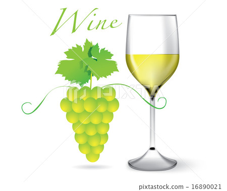 Glass of White Wine and Grape. Vector Glass of White Wine and Grape. Vector 16890021