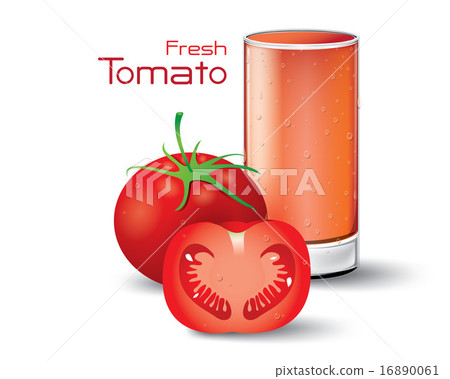 Glass of Fresh Tomato Juice. Vector 16890061