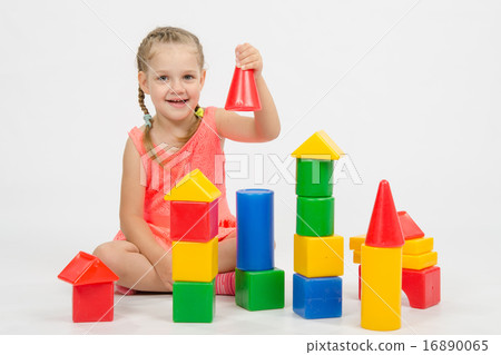 four-year child is having fun playing with blocks four-year child is having fun playing with blocks 16890065