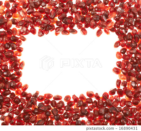 Copyspace frame made of pomegranate seeds Copyspace frame made of pomegranate seeds 16890431