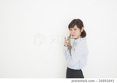 A woman with a note A woman with a note 16891643