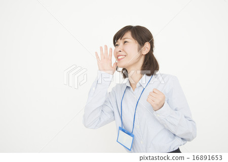 Businesswoman calling out 16891653