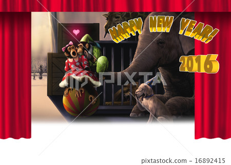 New Year cards 2016 Circus' behind the scenes chimpanzees - sideways New Year cards 2016 Circus' behind the scenes chimpanzees - sideways 16892415