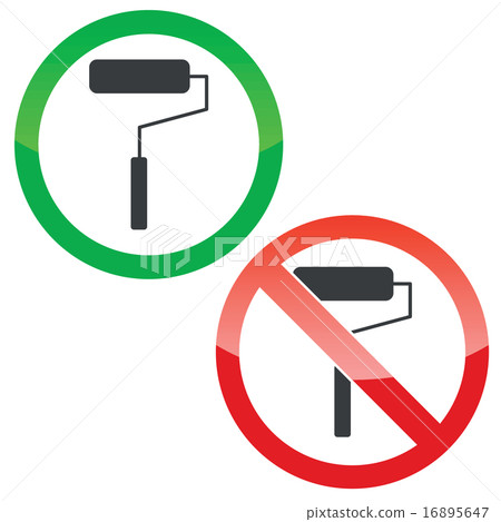 Paint roller permission signs set 16895647