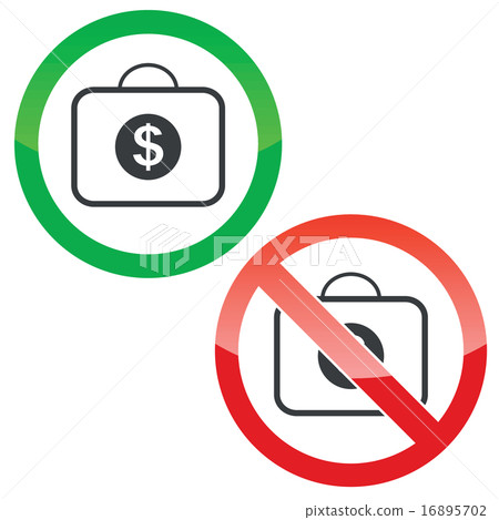 Dollar bag permission signs set Dollar bag permission signs set 16895702