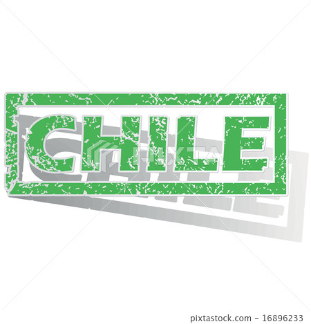 Green outlined Chile stamp 16896233