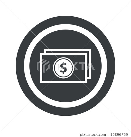 Round black dollar bill sign 16896769