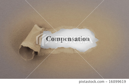 Text appearing behind torn brown envelop 16899619