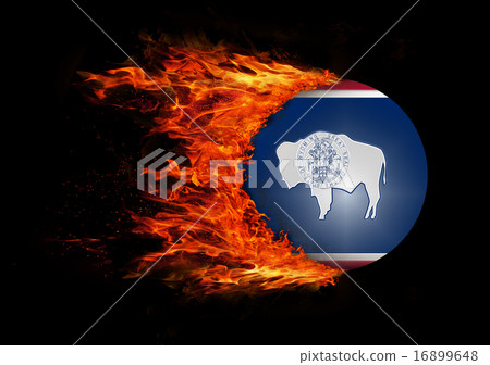 US state flag with a trail of fire - Wyoming US state flag with a trail of fire - Wyoming 16899648