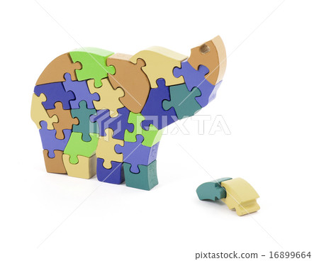 Colorful puzzle pieces in elephant shape 16899664